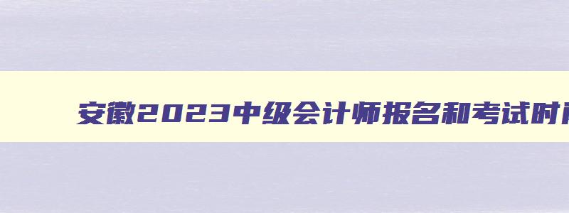 安徽2023中级会计师报名和考试时间表,安徽2023中级会计师报名和考试时间