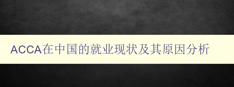 ACCA在中国的就业现状及其原因分析