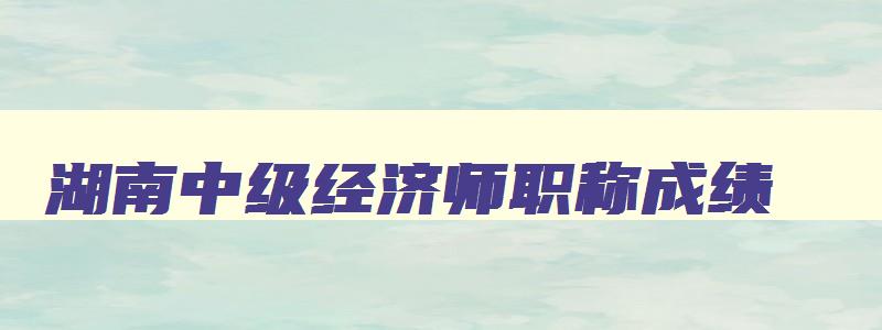 湖南中级经济师职称成绩,湖南省中级经济师成绩查询