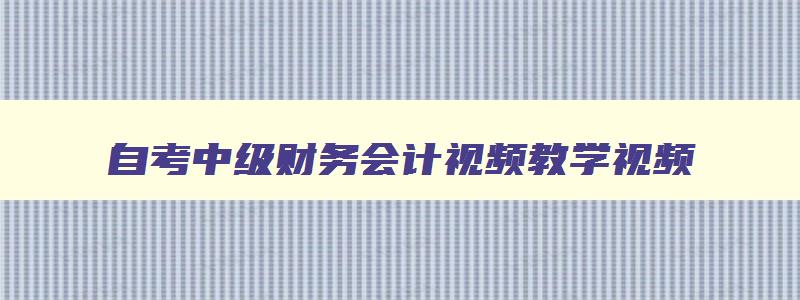 自考中级财务会计视频教学视频,自考中级财务会计考试重点