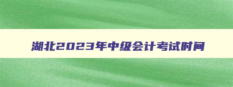 湖北2023年中级会计考试时间