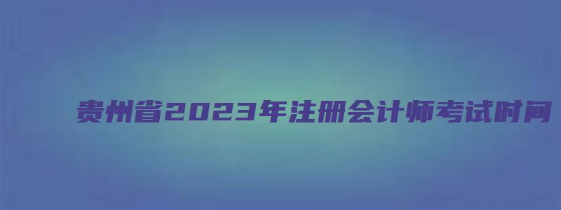 贵州省2023年注册会计师考试时间（贵州省2023年注册会计师考试时间表）