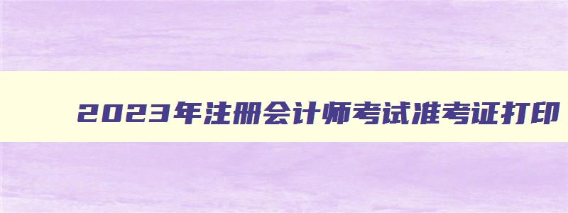 2023年注册会计师考试准考证打印