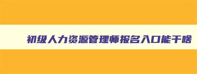 初级人力资源管理师报名入口能干啥