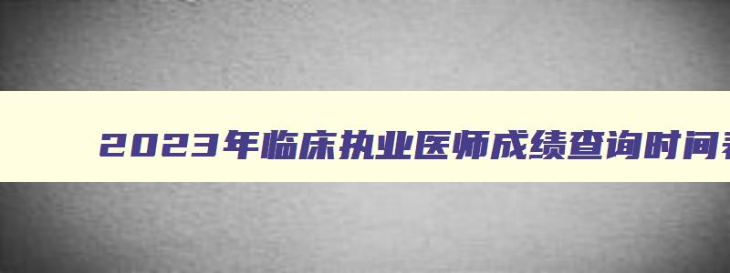 2023年临床执业医师成绩查询时间表最新版,2023年临床执业医师成绩查询时间表最新