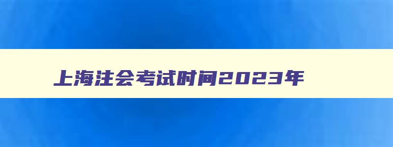 上海注会考试时间2023年