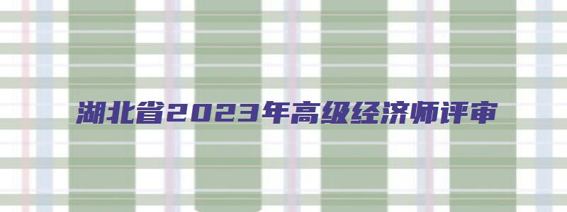 湖北省2023年高级经济师评审（湖北省2023年高级经济师评审时间）