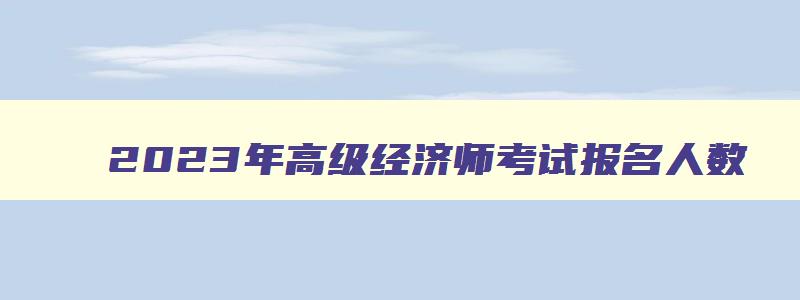 2023年高级经济师考试报名人数,2023年高级经济师考试报名