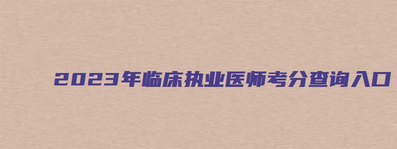 2023年临床执业医师考分查询入口（2023年临床执业医师考试成绩查询）