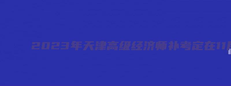 2023年天津高级经济师补考定在11月5日开考（天津2023高级经济师报名时间）