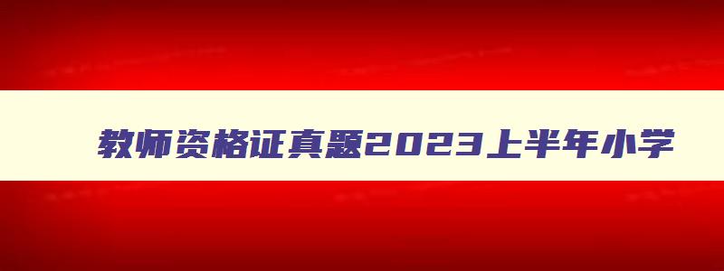 教师资格证真题2023上半年小学