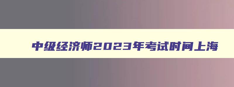 中级经济师2023年考试时间上海,中级经济师2023年考试时间