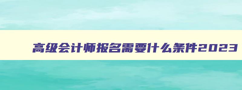 高级会计师报名需要什么条件2023,高级会计师报名需要什么条件