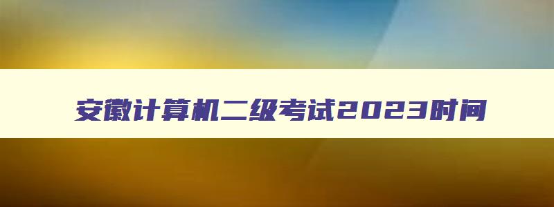 安徽计算机二级考试2023时间,安徽计算机二级考试2023