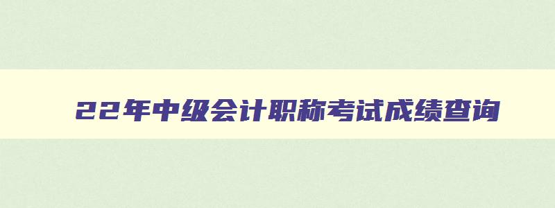 22年中级会计职称考试成绩查询,22年中级会计职称考试