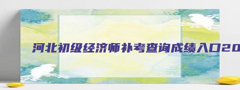 河北初级经济师补考查询成绩入口2023年（河北初级经济师补考查询成绩入口2023年）