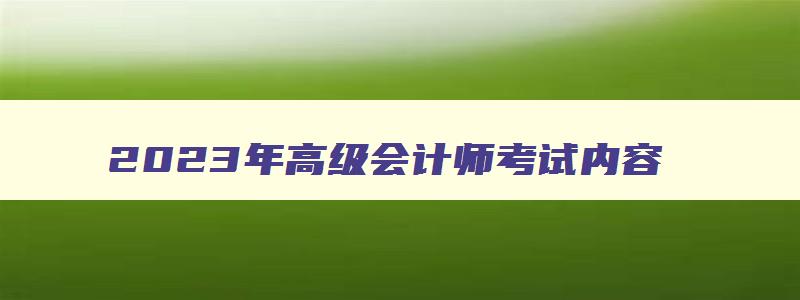 2023年高级会计师考试内容,2023高级会计考试科目及时间