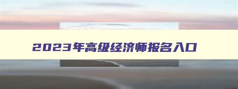 2023年高级经济师报名入口