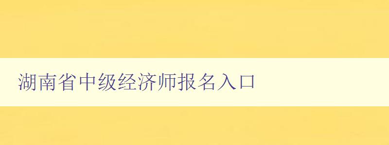 湖南省中级经济师报名入口