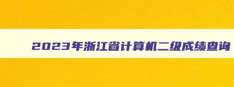 2023年浙江省计算机二级成绩查询