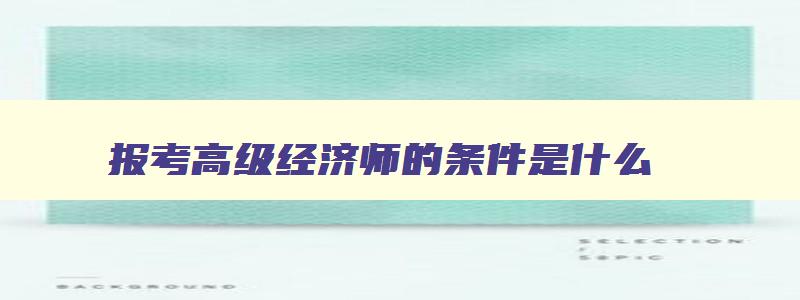 报考高级经济师的条件是什么,2023年高级经济师报名入口官网