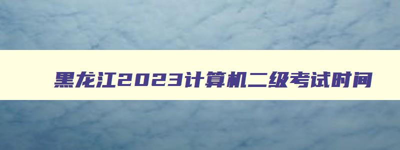 黑龙江2023计算机二级考试时间