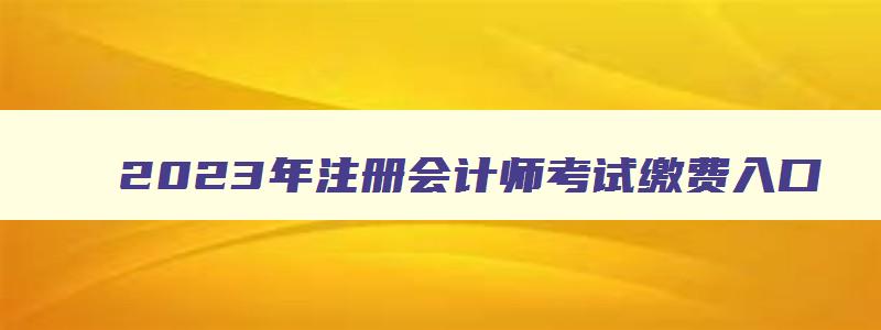 2023年注册会计师考试缴费入口,2023年注册会计师考试缴费时间