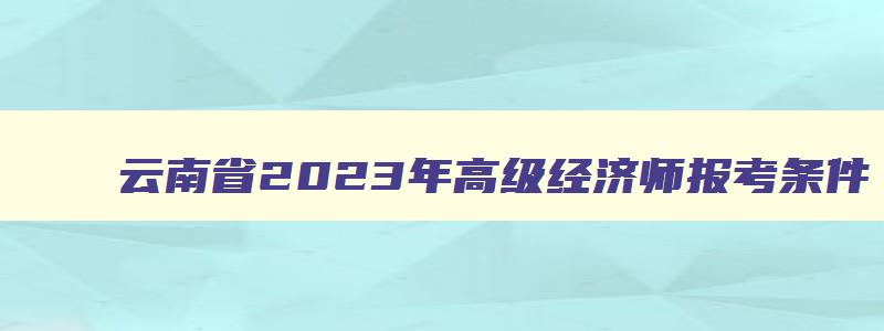 云南省2023年高级经济师报考条件,云南省高级经济师考试科目