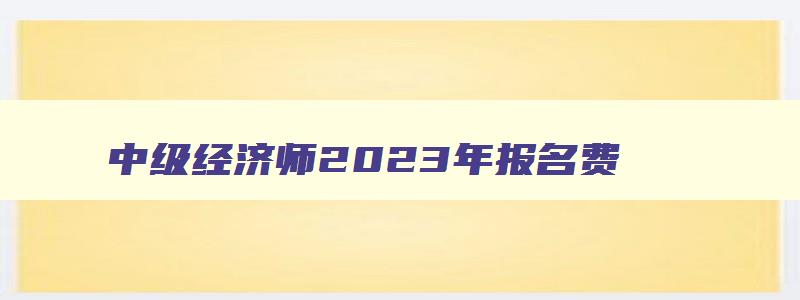 中级经济师2023年报名费,2023年中级经济师全国报名费多少