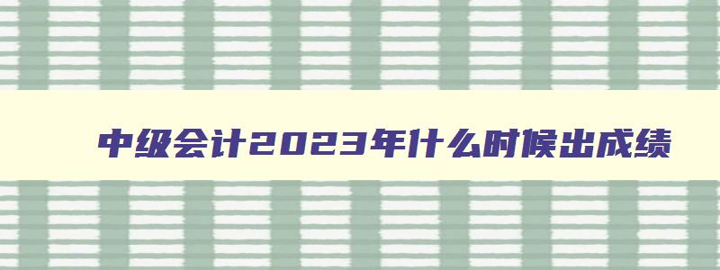 中级会计2023年什么时候出成绩