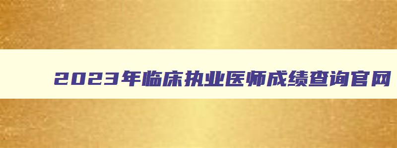 2023年临床执业医师成绩查询官网