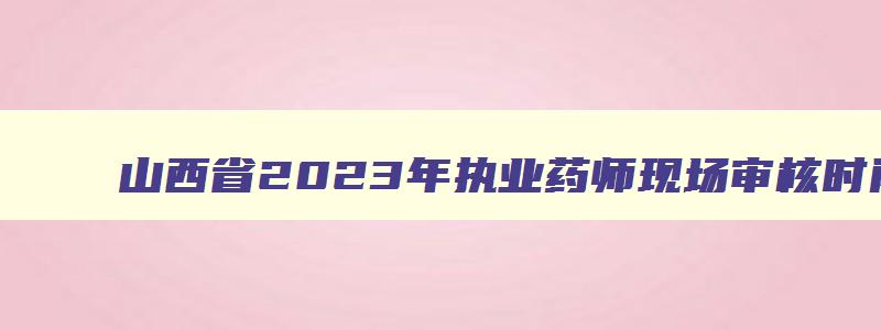 山西省2023年执业药师现场审核时间（山西省2023年执业药师现场审核时间表）