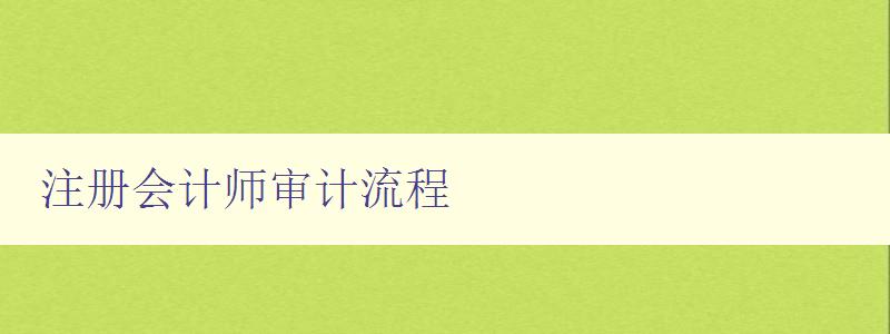 注册会计师审计流程