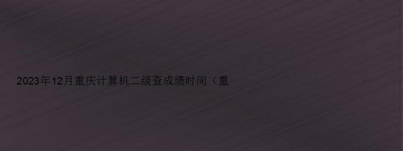 2023年12月重庆计算机二级查成绩时间（重庆2023年3月计算机二级成绩查询）