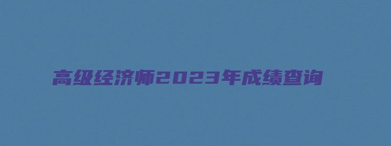 高级经济师2023年成绩查询（高级经济师2023年成绩查询时间）