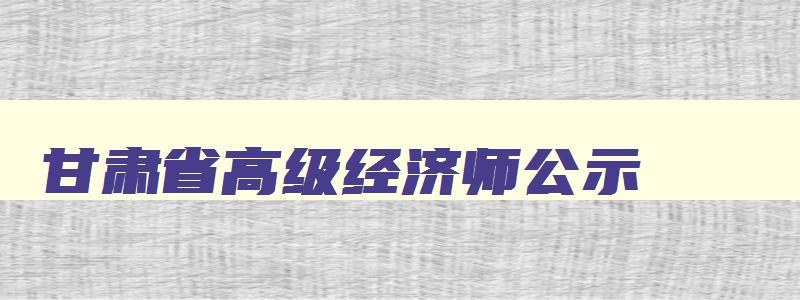 甘肃省高级经济师公示