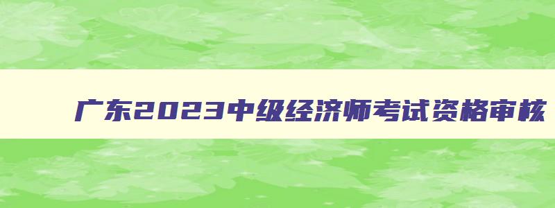 广东2023中级经济师考试资格审核