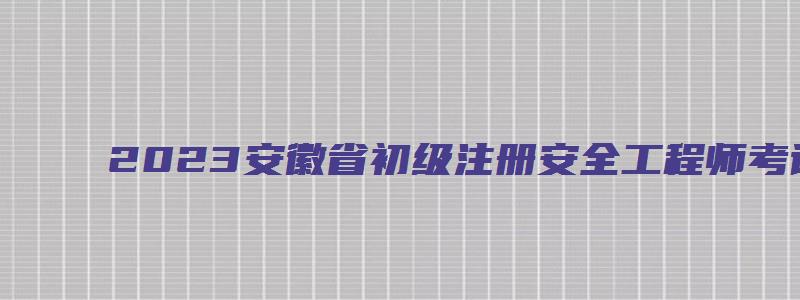 2023安徽省初级注册安全工程师考试时间（2023安徽省初级注册安全工程师考试时间表）