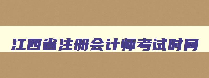 江西省注册会计师考试时间