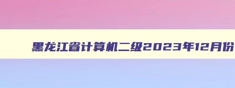 黑龙江省计算机二级2023年12月份,黑龙江计算机二级成绩什么时候出