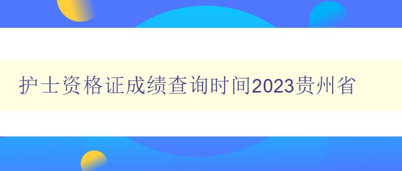 护士资格证成绩查询时间2023贵州省