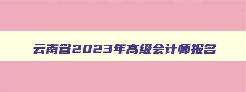 云南省2023年高级会计师报名,2023年高级会计师报名