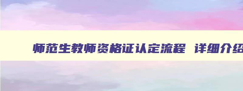 师范生教师资格证认定流程