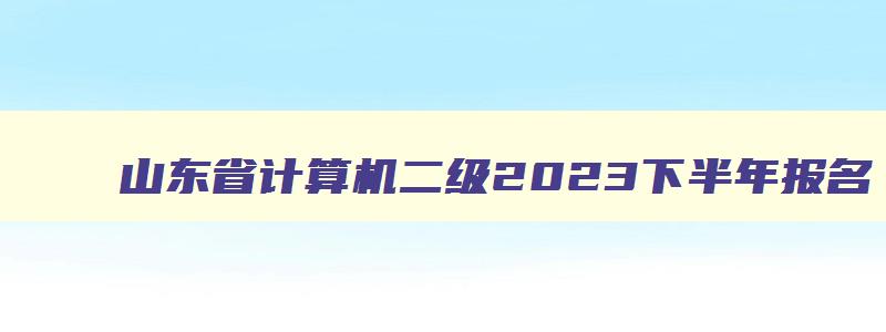 山东省计算机二级2023下半年报名