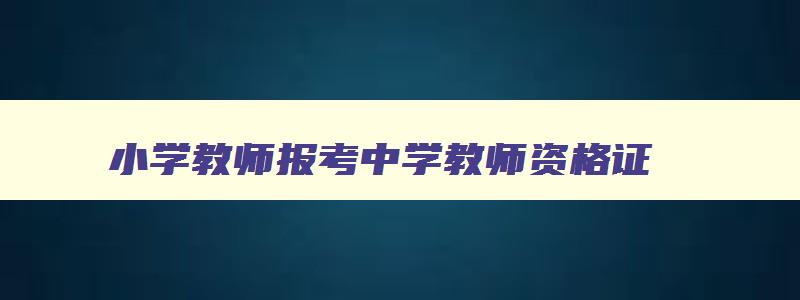 小学教师报考中学教师资格证