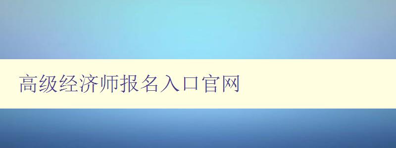 高级经济师报名入口官网