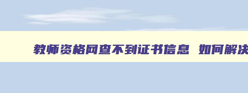 教师资格网查不到证书信息