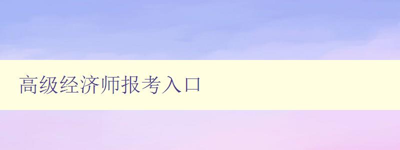 高级经济师报考入口