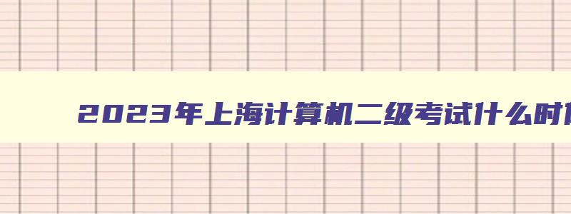 2023年上海计算机二级考试什么时候报名（2023年上海计算机二级考试什么时候报名啊）