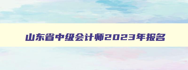 山东省中级会计师2023年报名